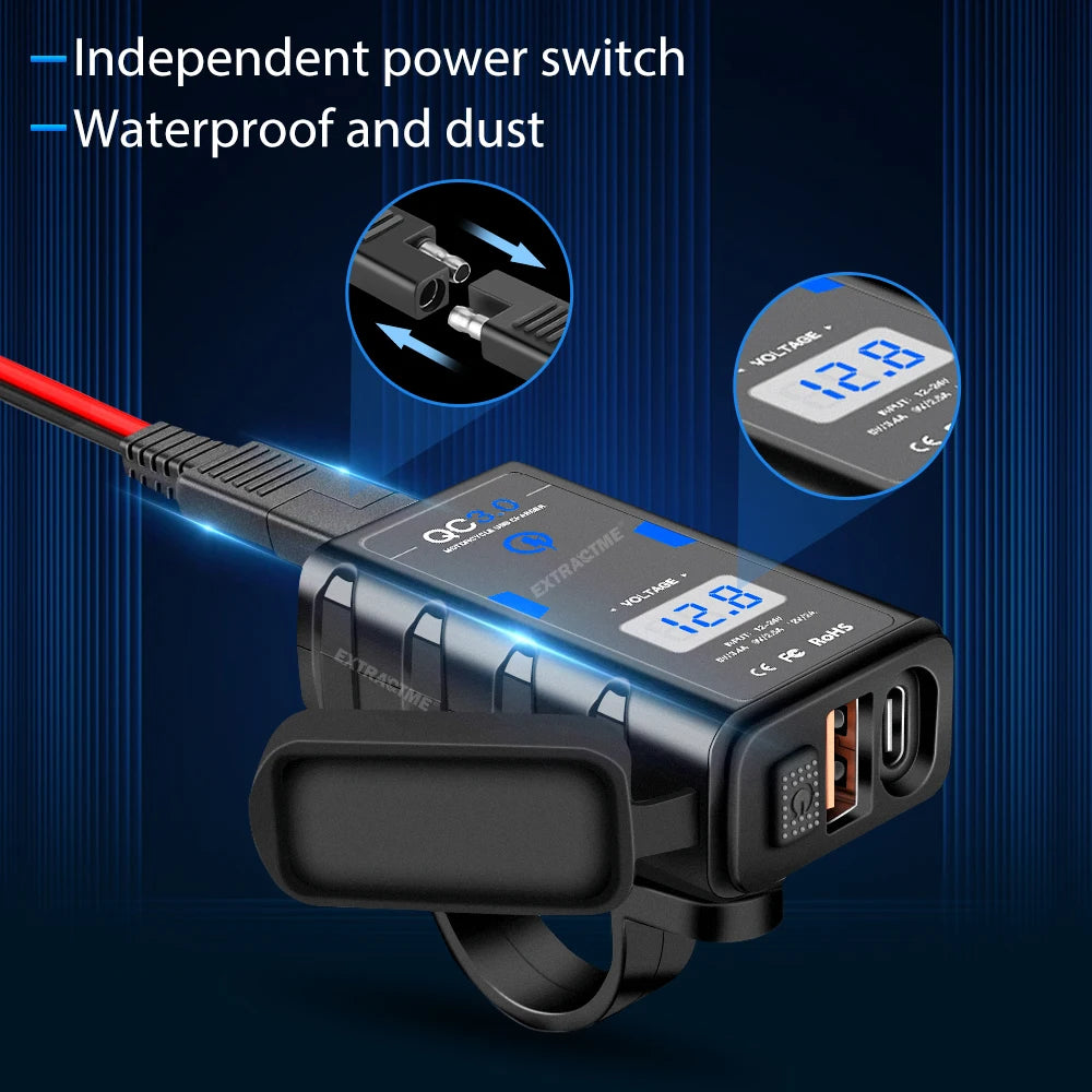 Motorcycle 12V Power Adapter SAE to USB