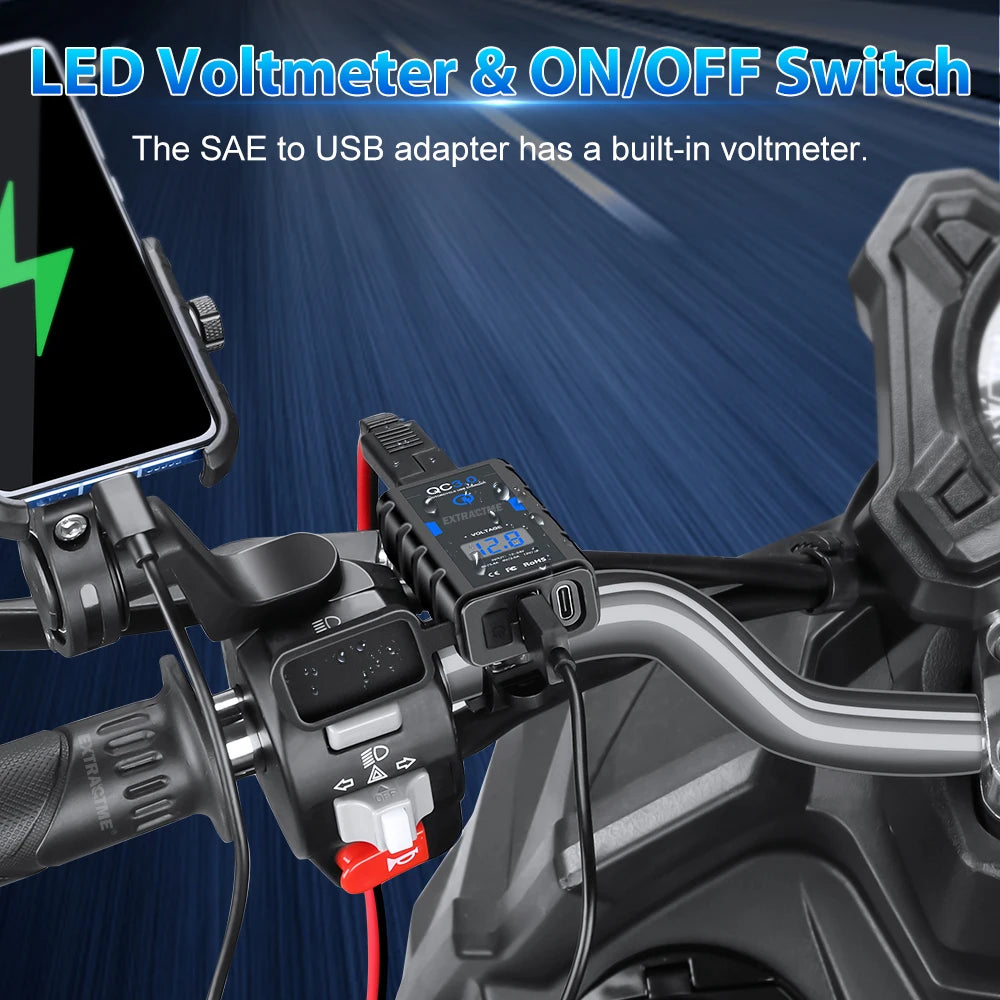 Motorcycle 12V Power Adapter SAE to USB