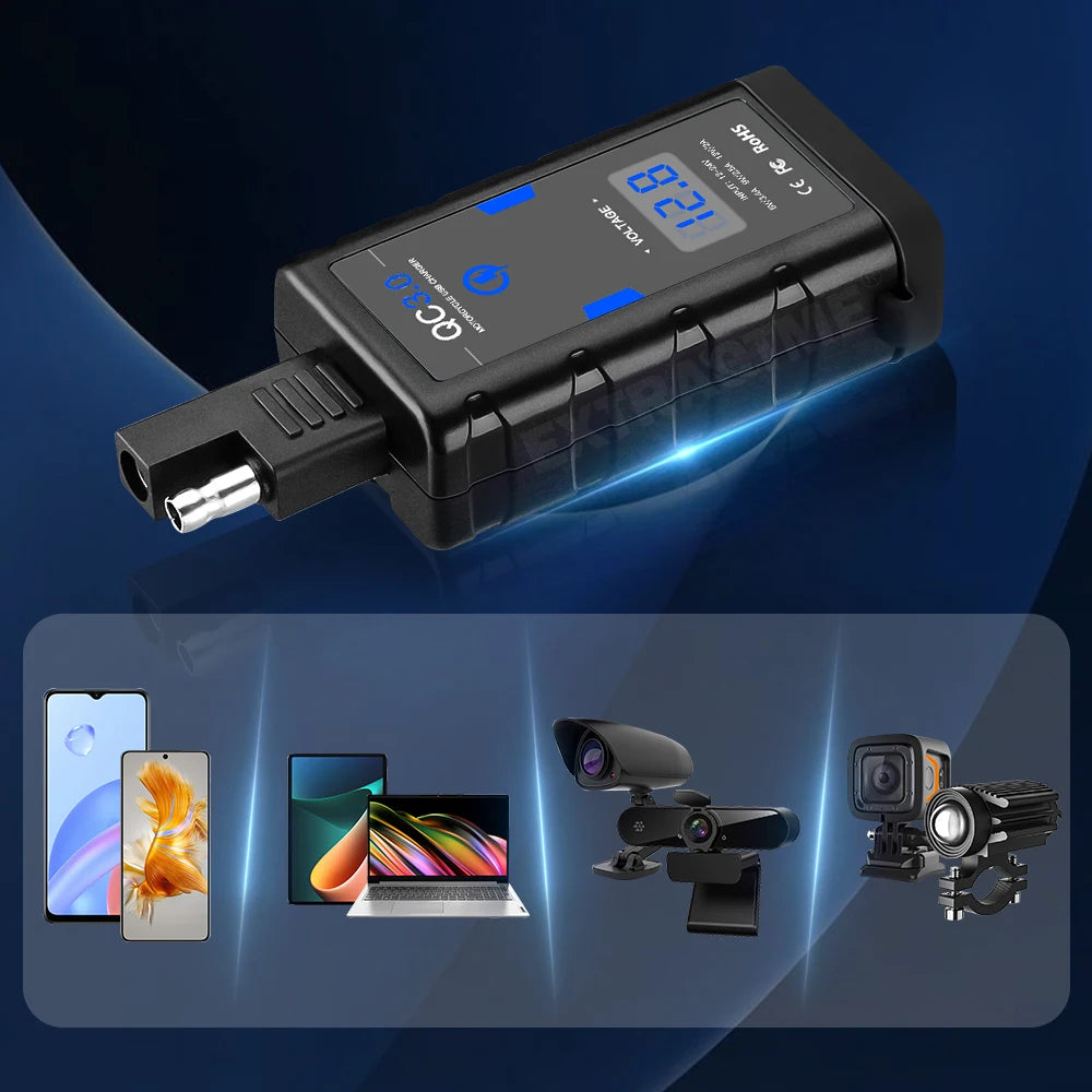 Motorcycle 12V Power Adapter SAE to USB