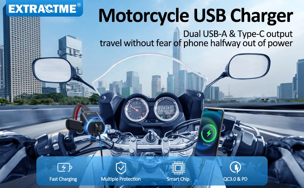 Motorcycle 12V Power Adapter SAE to USB